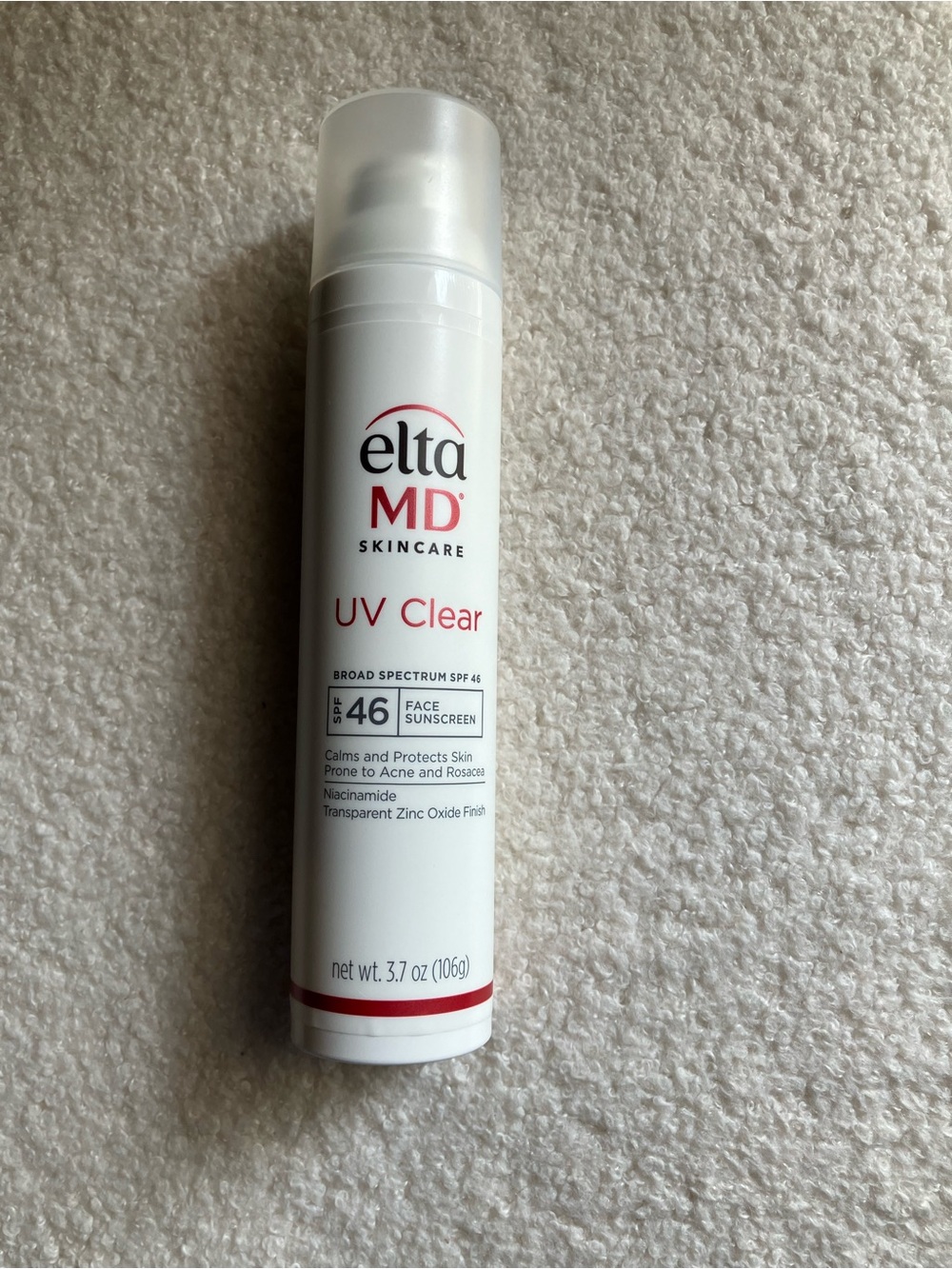 EltaMD UV Clear Face Sunscreen Bottle - White with Red Accents